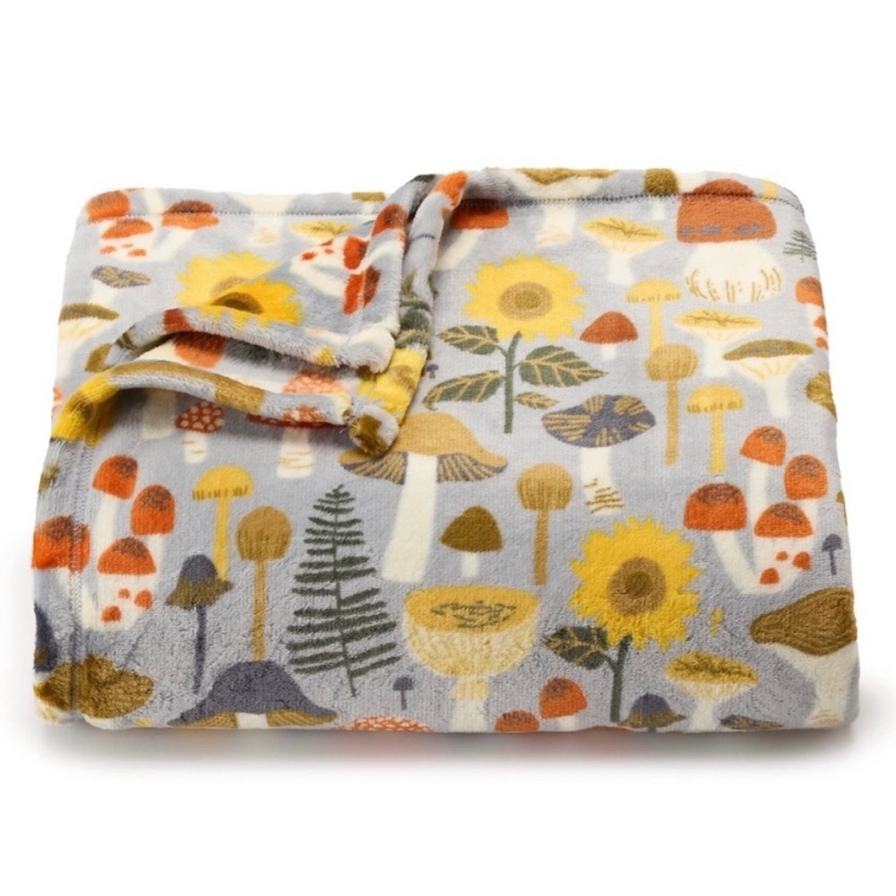 Mushroom Printed Oversized Plush Throw Blanket 5x6ft - The Big One